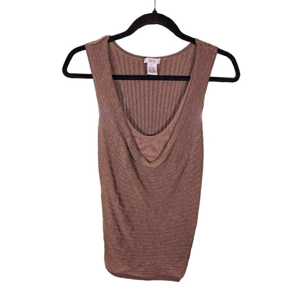 Cache Cowl Neck Sleeveless Top Coffee Women's Small